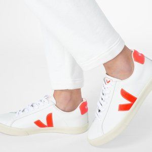 Veja Esplar Leather Sneakers sz 9 white & orange